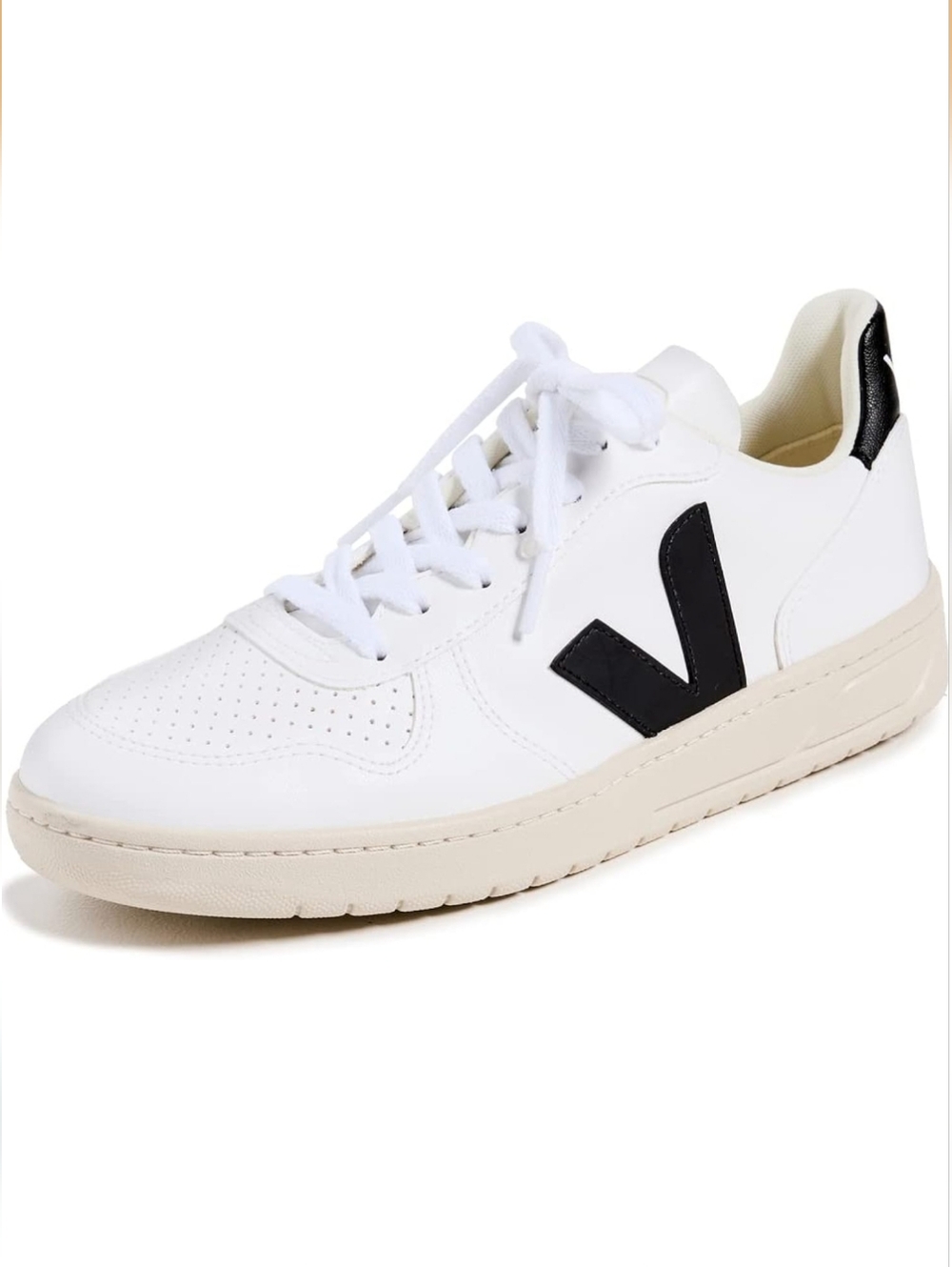 Veja Women's V-10 Leather Sneaker White Black Women's US 8 EU 39 Athleisure - Picture 3 of 13